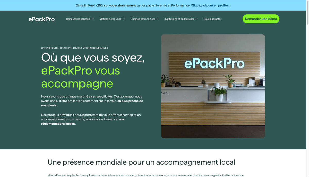 EPackPro — Restauration · Solution HACCP, site web réalisé par SLEKX Studio