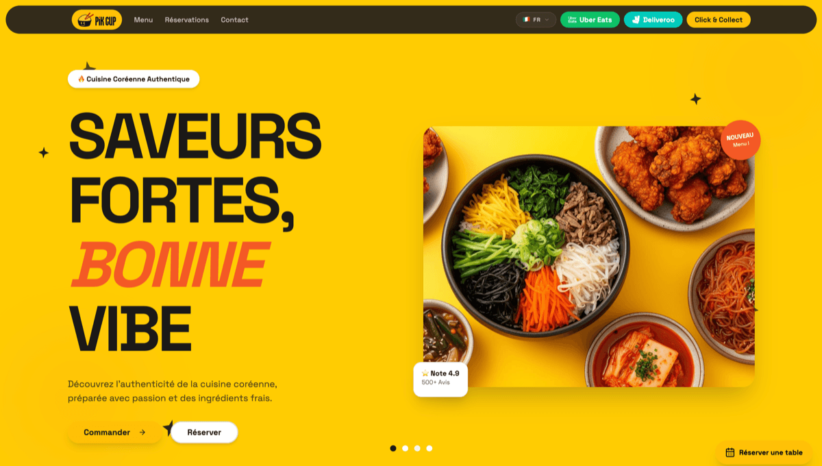 Pikcup — Restaurant coréen · Site vitrine, site web réalisé par SLEKX Studio